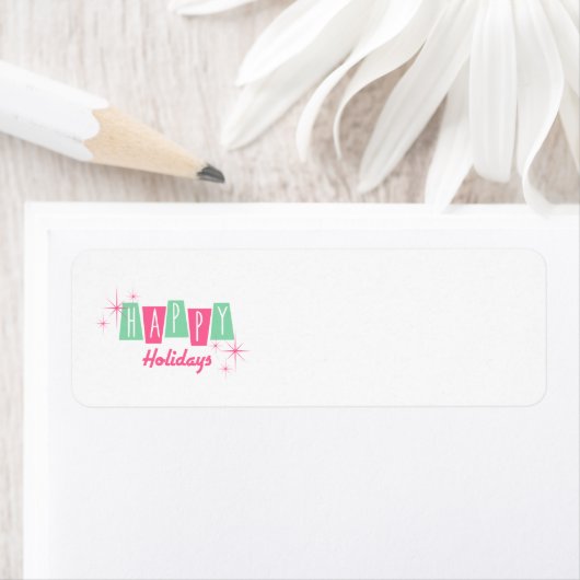 Roze en groene kerstfeestdagen Adresetiketten Etiket (Insitu)