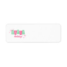 Roze en groene kerstfeestdagen Adresetiketten