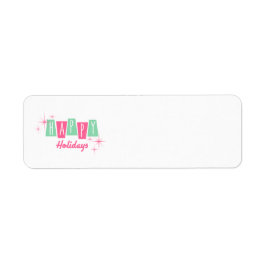 Roze en groene kerstfeestdagen Adresetiketten Etiket