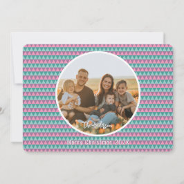 Roze en groene kerstkaart