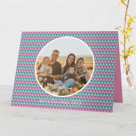 Roze en groene kerstkaart kaart (Gele Bloem)