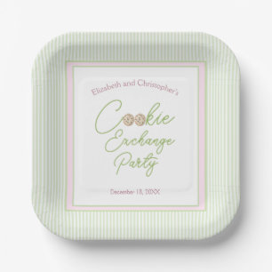 Roze en groene kerstkoek uitwisseling feestje papieren bordje
