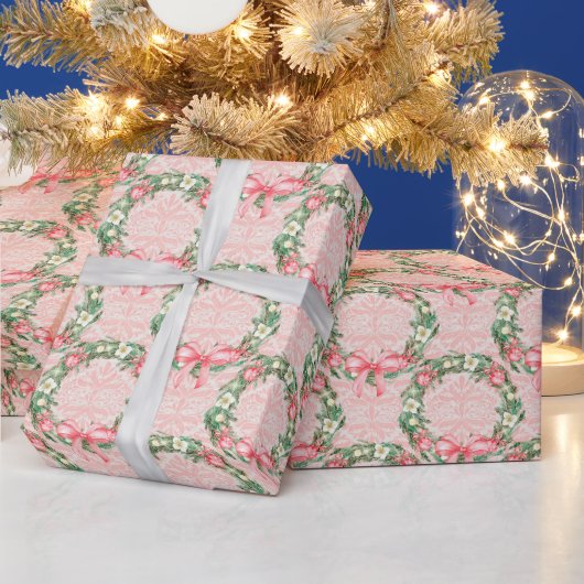 roze en groene kerstmis cadeaupapier (Feestdagen)