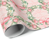 roze en groene kerstmis cadeaupapier (Rol Hoek)