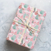Roze en Groene Kerstmis Gingerbread Town Cadeaupapier