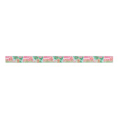 Roze en Groene Kerstmis Gingerbread Village Grosgrain Lint (Voorkant)