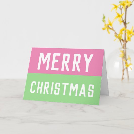 Roze en Groene Kerstmis Kaart (Gele Bloem)