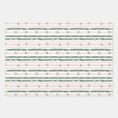 Roze en groene kerststrepen inpakpapier vel (Voorkant 3)