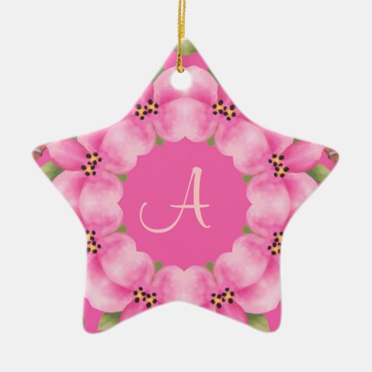 Roze en groene kerstversiering keramisch ornament (Voorkant)