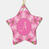 Roze en groene kerstversiering keramisch ornament (Links)