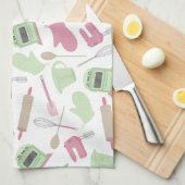 Roze en groene keukenhanddoeken (Quarter Fold)