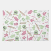 Roze en groene keukenhanddoeken (Horizontaal)