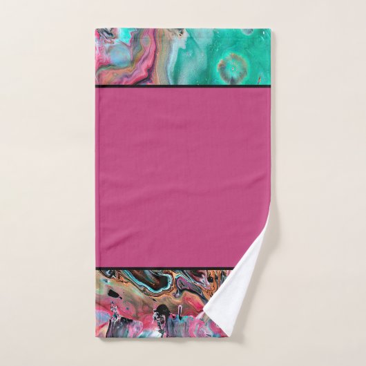 Roze en groene keukenset voor marmer bad handdoek (Handdoek)