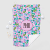 Roze en groene kikkers custom monogram dames golfhanddoek (Insitu)