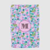 Roze en groene kikkers custom monogram dames golfhanddoek (Voorkant)