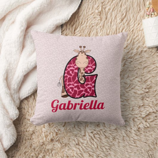 Roze en groene kikkervismonogram G van het Kind Kussen (Deken)