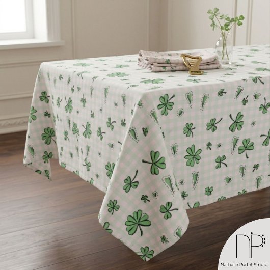 Roze en groene klaver St. Patrick tafelkleed