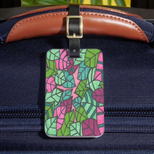 Roze en groene kleppen afdrukken bagagelabel (Voorkant Insitu 2)