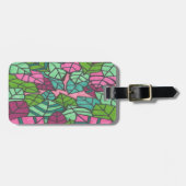 Roze en groene kleppen afdrukken bagagelabel (Voorkant horizontaal)