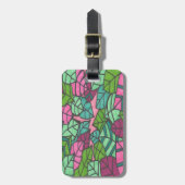 Roze en groene kleppen afdrukken bagagelabel (Voorkant verticaal)