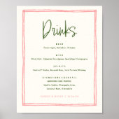Roze en groene kleurrijke Drinken voor de bruiloft Poster (Voorkant)
