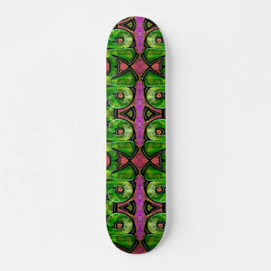 Roze en groene kleurrijke graffiti skateboard (Voorkant)