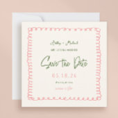 Roze en Groene Kleurrijke Vierkant Weddenschap Save The Date