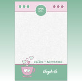 Roze en groene koffiebeker met een naam post-it® notes