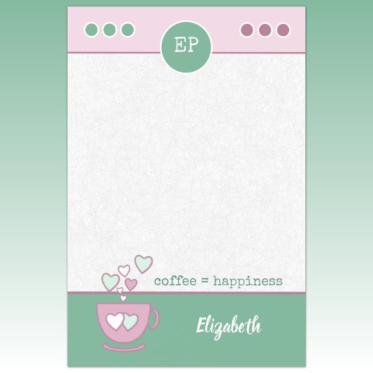 Roze en groene koffiebeker met een naam post-it® notes