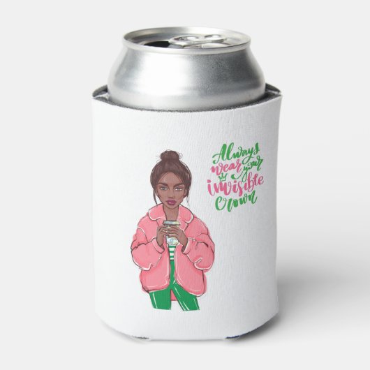 Roze en groene koningin blikjeskoeler (Blikje Voorkant)