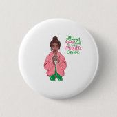 Roze en groene koningin ronde button 5,7 cm (Voorkant)