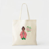 Roze en groene koningin tote bag (Voorkant)