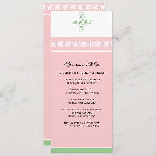 Roze en groene kruis Eerste Uitnodiging van de Gem (Voorkant / Achterkant)