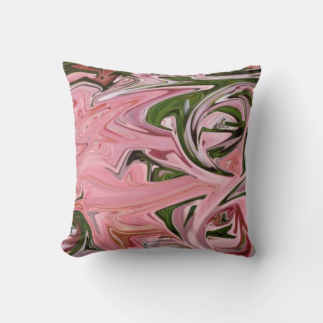 Roze en groene kunststroom kussen (Voorkant)