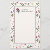 Roze en groene langlevende wilde bloemen briefpapier (Voorkant)