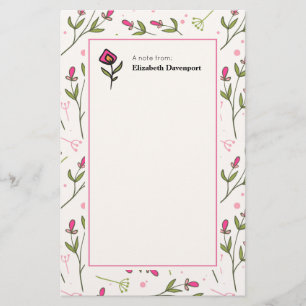 Roze en groene langlevende wilde bloemen briefpapier