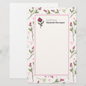 Roze en groene langlevende wilde bloemen briefpapier (Voorkant / Achterkant)