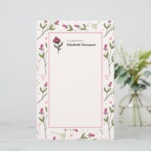 Roze en groene langlevende wilde bloemen briefpapier (Staand voorkant)