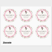 Roze en groene, langlevende wilde bloemen Business Ronde Sticker (Vel)