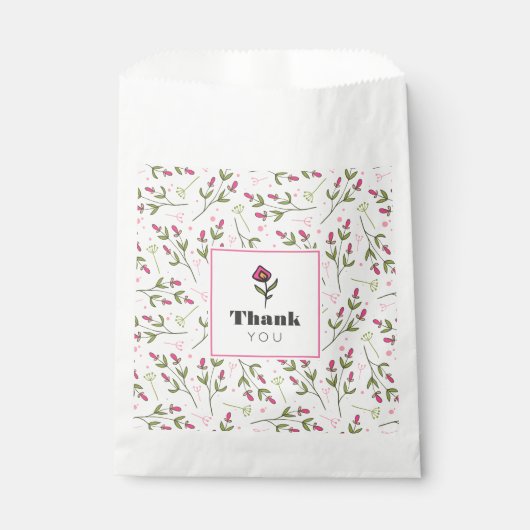 Roze en groene, langlevende wilde bloemen Dank u Bedankzakje (Voorkant)