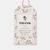 Roze en groene, langlevende wilde bloemen Dank u Cadeaulabel (Voorkant)