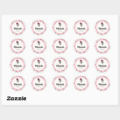 Roze en groene, langlevende wilde bloemen Dank u Ronde Sticker (Vel)