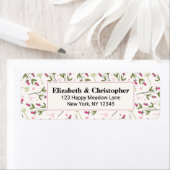 Roze en groene langlevende wilde bloemen etiket (Insitu)