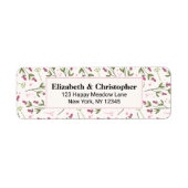 Roze en groene langlevende wilde bloemen etiket (Voorkant)