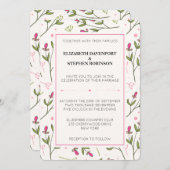 Roze en groene langlevende wilde bloemen kaart (Voorkant / Achterkant)