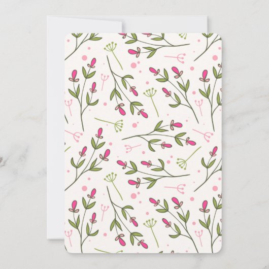 Roze en groene langlevende wilde bloemen kaart (Achterkant)