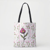 Roze en groene langlevende wilde bloemen, op maat  tote bag (Voorkant)