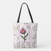 Roze en groene langlevende wilde bloemen, op maat  tote bag (Achterkant)