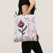 Roze en groene langlevende wilde bloemen, op maat  tote bag (Dichtbij)