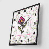 Roze en groene langlevende wilde bloemen, op maat  vierkante klok (Hoek)